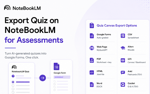 NotebookLM to PDF, Quiz and Flashcard Exporter screenshot
