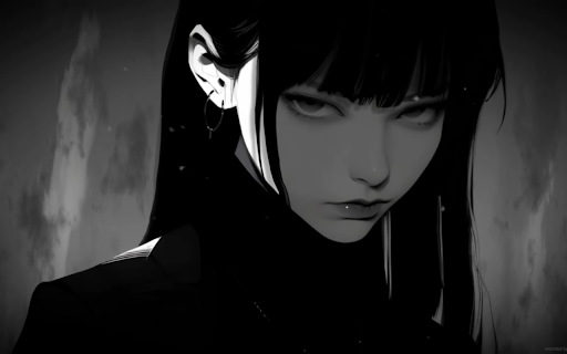 Goth Anime Girl Monochrome Live Wallpaper screenshot