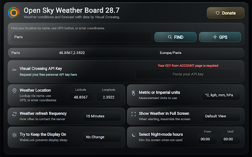 Open Sky Weather Board screenshot