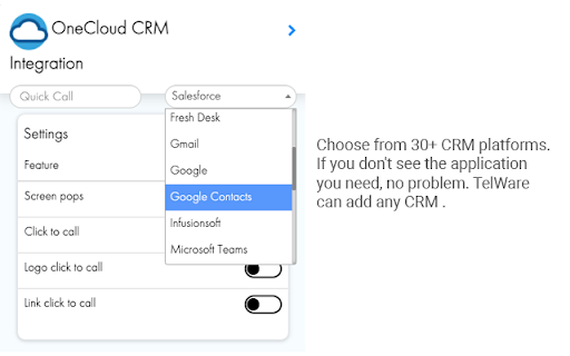 OneCloud CRM Integration screenshot