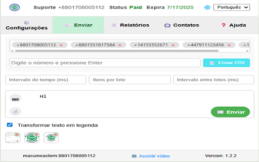WASender FREE Bulk Messaging Plugin SAM screenshot