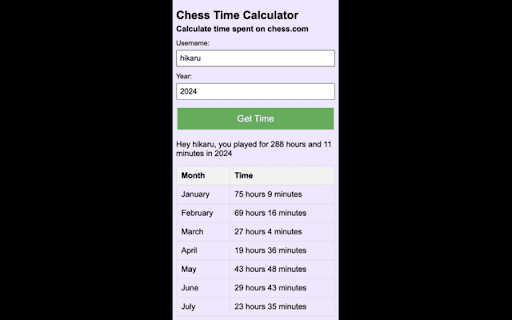Chess Time Calculator screenshot
