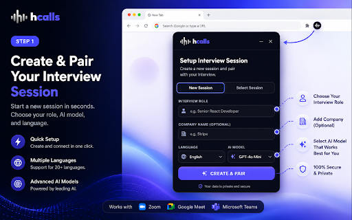 hCalls - Real-Time AI Interview Assistant & Copilot screenshot