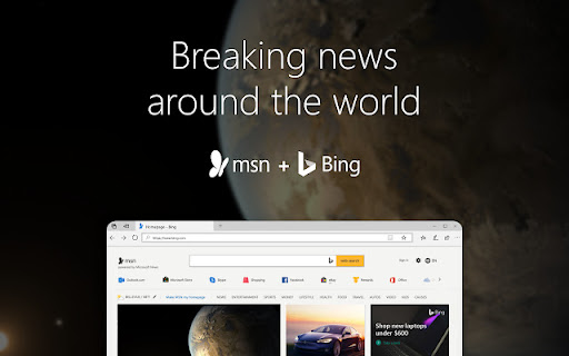 MSN + Bing for Chrome screenshot