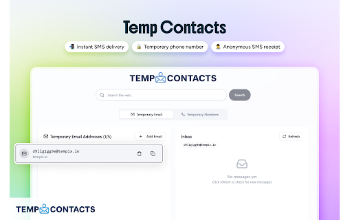Temporary Contacts – Temp Phone Number and Temp Mail Instantly screenshot