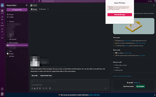 Slack PM Nuke screenshot