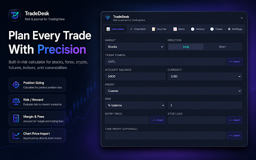 TradeDesk — Risk Calculator & Trading Journal screenshot