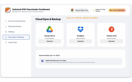 Substack PDF Downloader: Export Substack to PDF, Markdown, JSON, Text screenshot