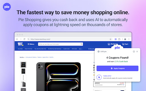 Pie Shopping: AI Cash Back and Coupons screenshot