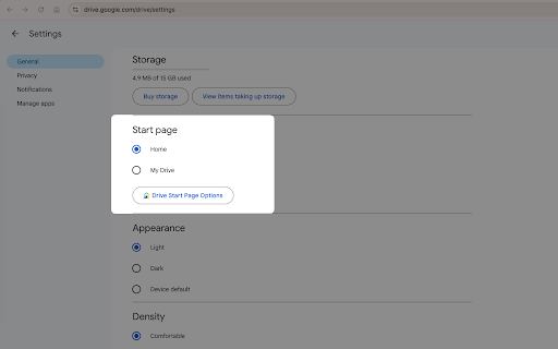 Drive Start Page screenshot
