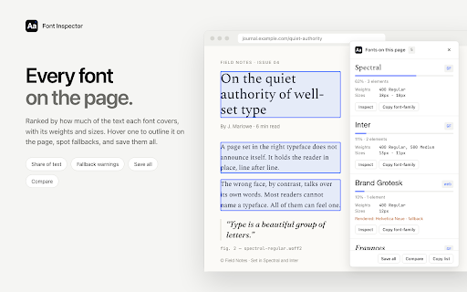 Font Inspector – Font Finder for Any Website screenshot