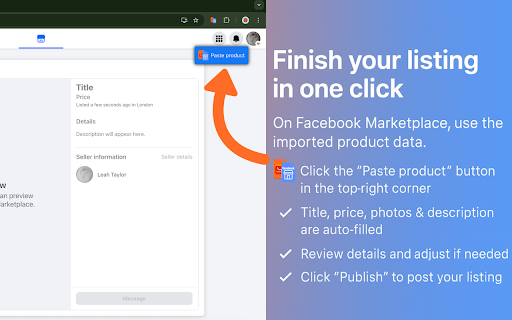 Import Aliexpress product to Facebook screenshot