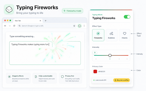 Typing Fireworks screenshot