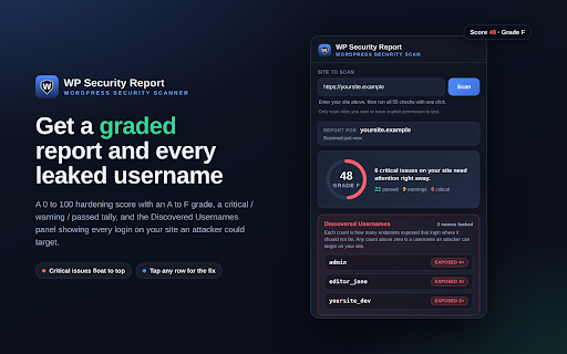 WP Security Report screenshot