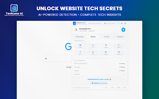 TechLens AI - Website Technology Analyzer & Tech Stack Detector screenshot