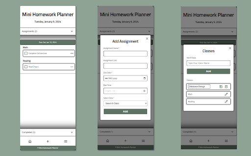 Mini Homework Planner screenshot