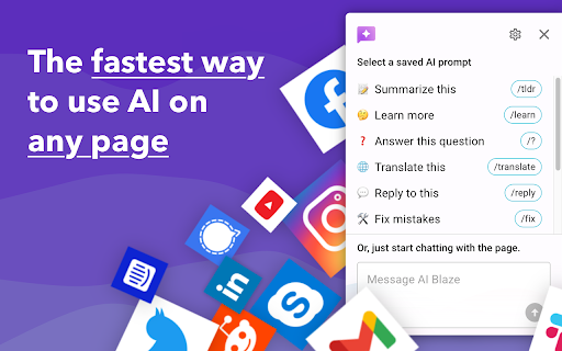 AI Blaze: Instantly Use AI in Any Webpage screenshot