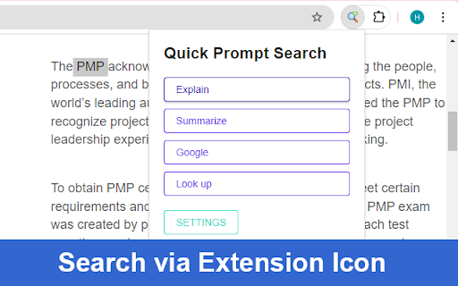 Quick Prompt Search: ChatGPT, Google, and More screenshot