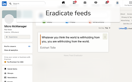 News Feed Eradicator screenshot