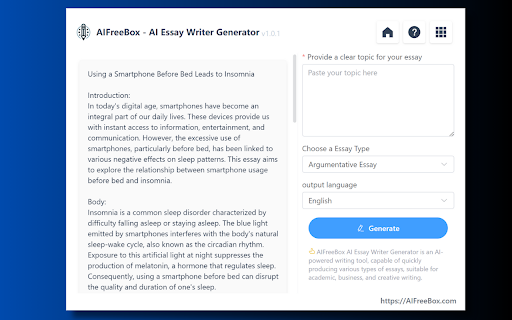 Free AI Essay Generator: AIFreeBox screenshot