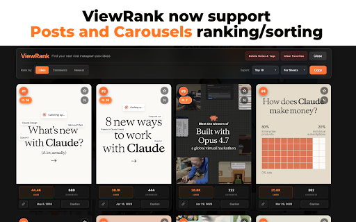 ViewRank - Sort Instagram and TikTok videos and posts screenshot