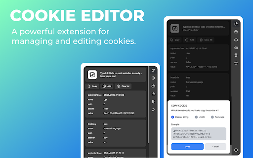Cookie Editor screenshot
