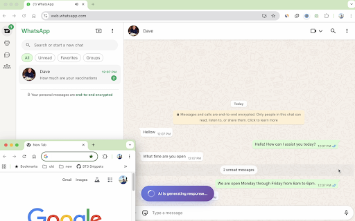 WhatsApp AI Assistant screenshot