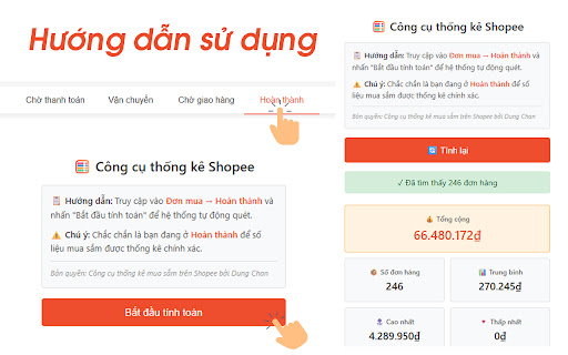 Công cụ thống kê mua sắm Shopee screenshot