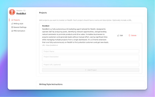 Reddbot | AI Reddit Marketing Agent & Replies screenshot