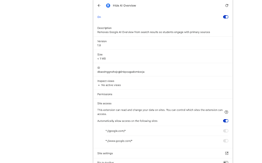 Hide AI Overview screenshot