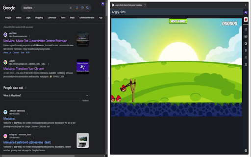 Angry Birds Side panel MeaVana screenshot
