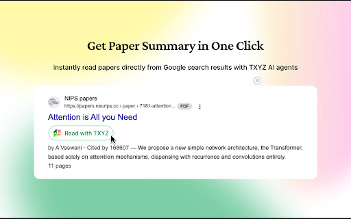 TXYZ Instant Paper Insights: Get Paper Summary in One Click screenshot
