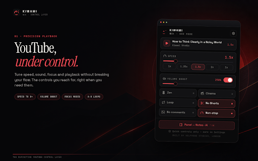 Kiwami – Controls, Notes & Study Tools for YouTube screenshot