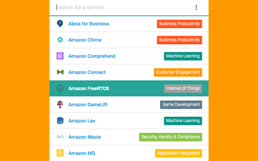 AWS Services screenshot