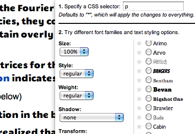Google Font Previewer for Chrome screenshot