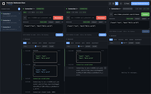 PieSocket - WebSocket & SocketIO Test Client screenshot