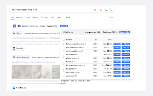 Backlink Price Finder for SEO & Outreach screenshot