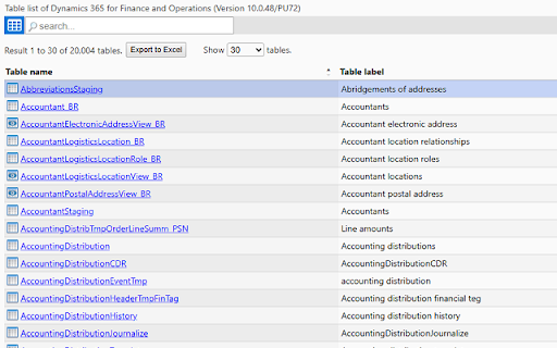 Table Browser Caller for D365FO screenshot