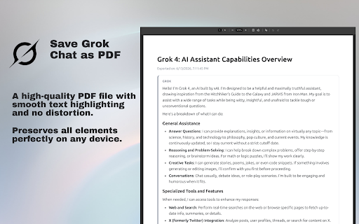 Grok to PDF, Docx, Markdown exporter screenshot