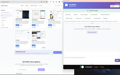 LocalChat — local AI chat in Chrome screenshot