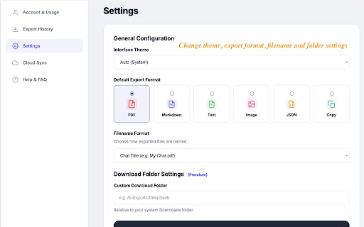 DeepSeek to PDF: Export DeepSeek Chats to PDF, Markdown, JSON screenshot