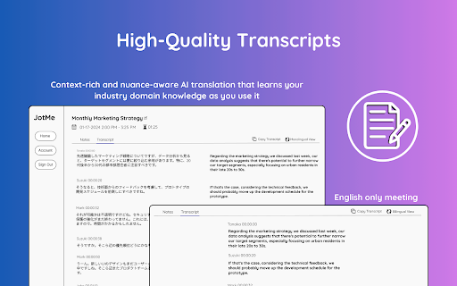 Google Meet Translation and AI Note Taker screenshot