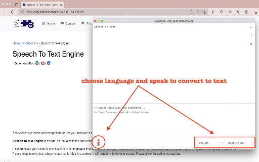 Speech To Text Engine screenshot