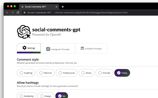 Social Comments GPT screenshot