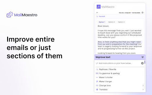 MailMaestro - Gmail AI assistant screenshot