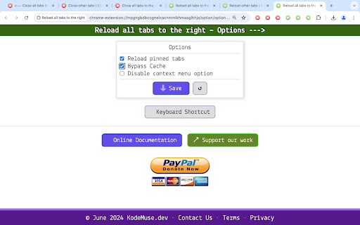 Reload all tabs to the right screenshot