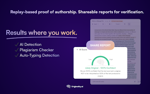 AI Detector and Human Writing Report - Originality.ai screenshot