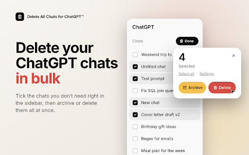 Delete All Chats for ChatGPT™ screenshot
