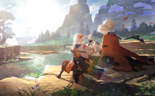 Tomo And Kazuha Playing Together Genshin Impact Live Wallpaper screenshot