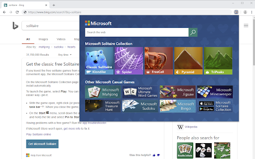 Microsoft Solitaire Collection with Search screenshot